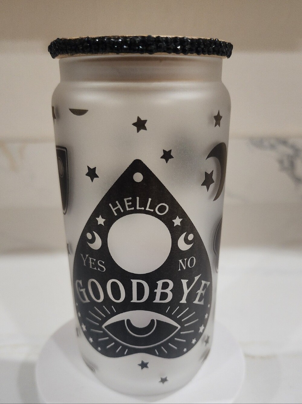 Frosted Libby Glass with Bamboo Lid " Planchette" (LAST IN STOCK)